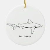オオメジロザメ(線画) セラミックオーナメント (正面)