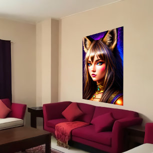 オオヤギクールを持つ動物形態学的な若婦人   AI Art ポスター