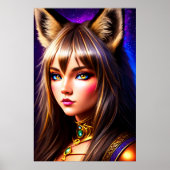 オオヤギクールを持つ動物形態学的な若婦人 | AI Art ポスター (正面)