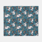 オオヤマネコおもしろいキッズパターン フリースブランケット (正面(横))