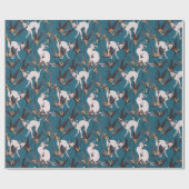 オオヤマネコおもしろいキッズパターン ラッピングペーパー (フラット)