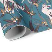 オオヤマネコおもしろいキッズパターン ラッピングペーパー (ロールコーナー)