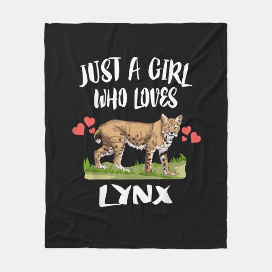 オオヤマネコが大好きな女の子 フリースブランケット (正面)