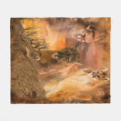 オオヤマネコのクーガーの動物のコラージュのフリースブランケット フリースブランケット (正面(横))