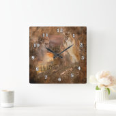 オオヤマネコのクーガーの動物のコラージュの時計 スクエア壁時計 (ホーム)