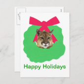 オオヤマネコの休日のクリスマスのリース シーズンポストカード (正面/裏面)