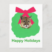 オオヤマネコの休日のクリスマスのリース シーズンポストカード (正面)