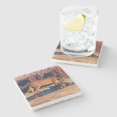 オオヤマネコの石のコースター ストーンコースター (横)