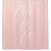 オオララレタリングパリ淡い色のピンクファブルーズ シャワーカーテン (正面)