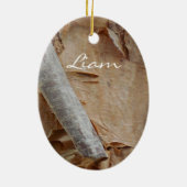 オカスタムジベ樺の木バーククリスマスデコレーション セラミックオーナメント (裏面)