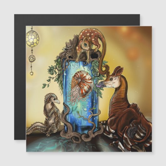 オカピとオドリング マグネット招待状 (正面/裏面)