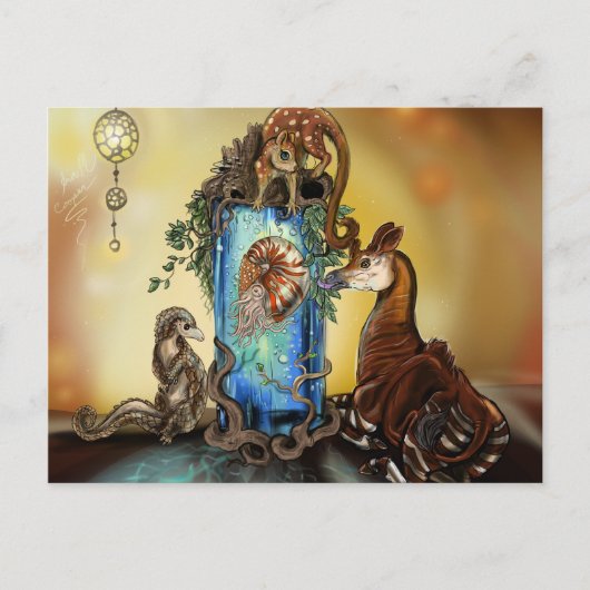 オカピと踊り ポストカード (正面)