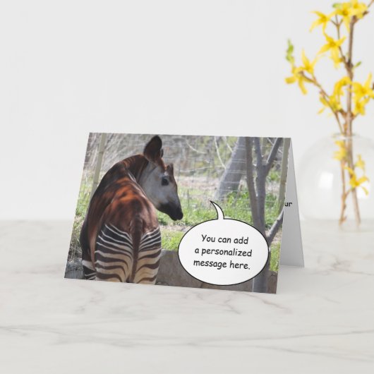 オカピのお尻の挨拶状 カード (黄色い花)