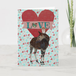 オカピ及びフクロウのハートのバレンタインカード シーズンカード