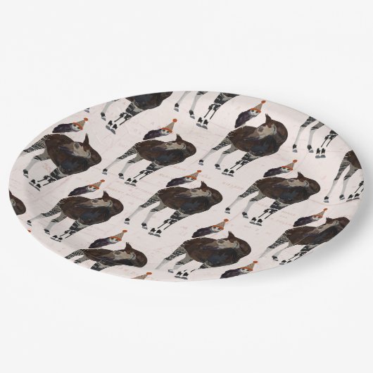 オカピ及びフクロウの誕生日 ペーパープレート (アングル)