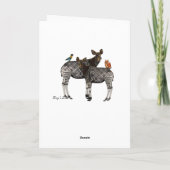 オカピ及び羽のハートのバレンタインカード シーズンカード (裏面)