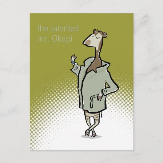 オカピ氏(カスタマイズ可能な文字) ポストカード (正面)