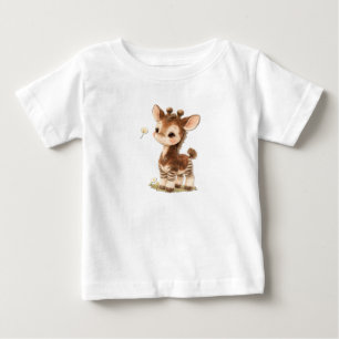 オカピ 子鹿 Tシャツ – かわいいスポットとストライプのベビー服 B