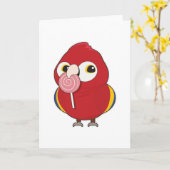 オカメインコとペロペロキャンディー カード (黄色い花)