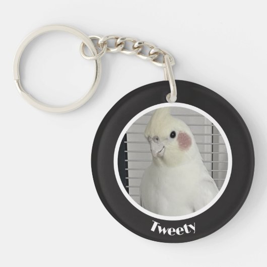 オカメインコの写真追悼メモリアル キーホルダー (正面)