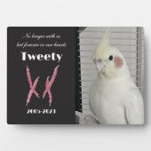 オカメインコの写真追悼メモリアル フォトプラーク (正面)