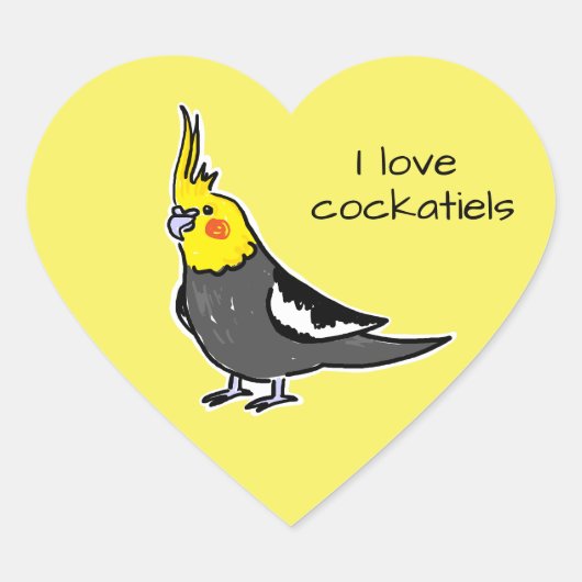 オカメインコ 普通グレー大好き ハートシール (正面)