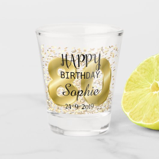 オカメハス80歳の誕生日 ショットグラス (正面)