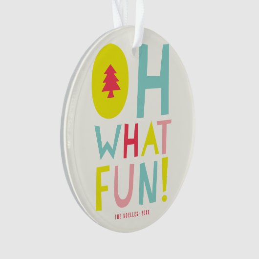 オカラフルー何おもしろいタイポグラフィホリデーフォト オーナメント (正面)