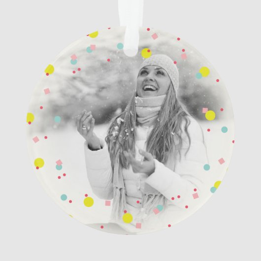 オカラフルー何おもしろいタイポグラフィホリデーフォト オーナメント (裏面)