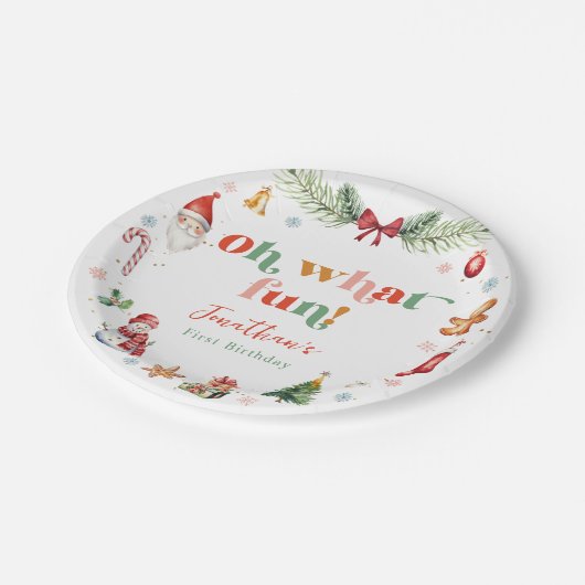 オカラフルー何おもしろい初めてのクリスマス誕生日 ペーパープレート (アングル)