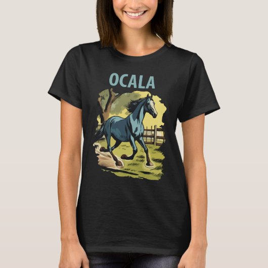 オカラ フロリダ 馬の国 レトロ トラベル Tシャツ (正面)