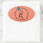 オカリナ – 世界リボルブオーバルのまわりにステッカー 楕円形シール (バッグ)