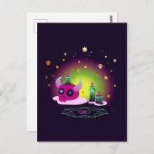 オカルトなキャンドル付きピンクのスカル ポストカード (正面/裏面)