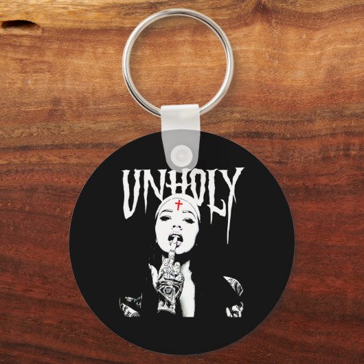 オカルトのゴシック様式の暗黒のサタンの修道女のタトゥー非神聖な修道女 キーホルダー (正面)
