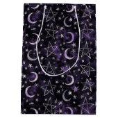 オカルトのゴシック様式の月と五芒星 ミディアムペーパーバッグ (裏面)