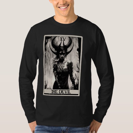 オカルトダークアートホラーザ悪魔のタロットカード Tシャツ (正面)