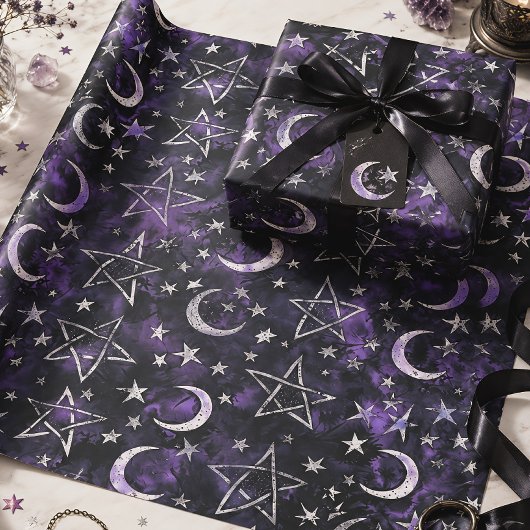 オカルト月とペンタグラム ゴシック ラッピングペーパー