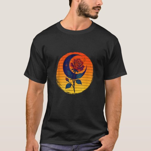 オカルト 三日月 薔薇 ゴス オカルティズム 魔女 Tシャツ (正面)