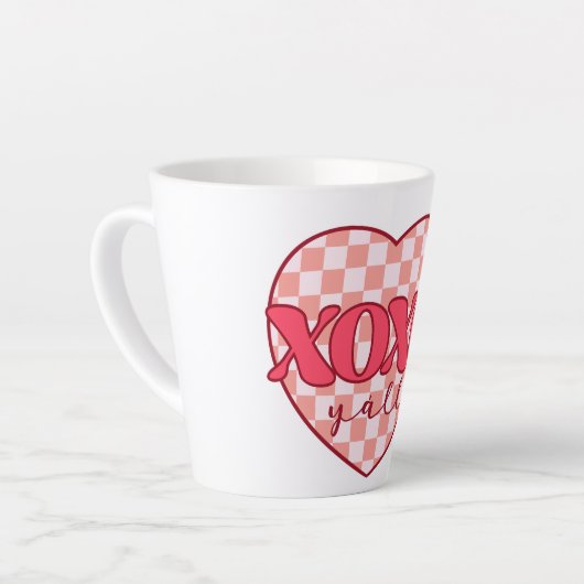 オキソ | 可愛くて愛らしいピンクのハート カフェラテマグ (左アングル)