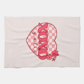 オキソ | 可愛くて愛らしいピンクのハート キッチンタオル (横)
