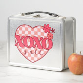 オキソ | 可愛くて愛らしいピンクのハート メタルランチボックス (インサイチュ)