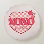 オキソ | 可愛くて愛らしいピンクのハート ラウンドクッション (裏面)