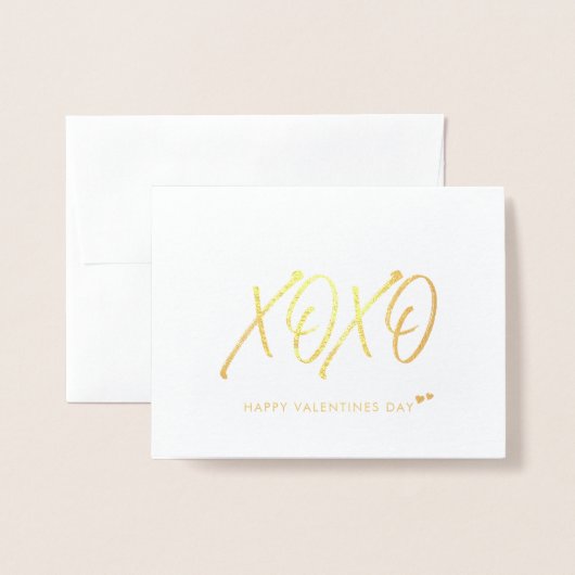 オキソ | 金ゴールドハートバレンタインデーカード 箔カード (封筒付き正面)