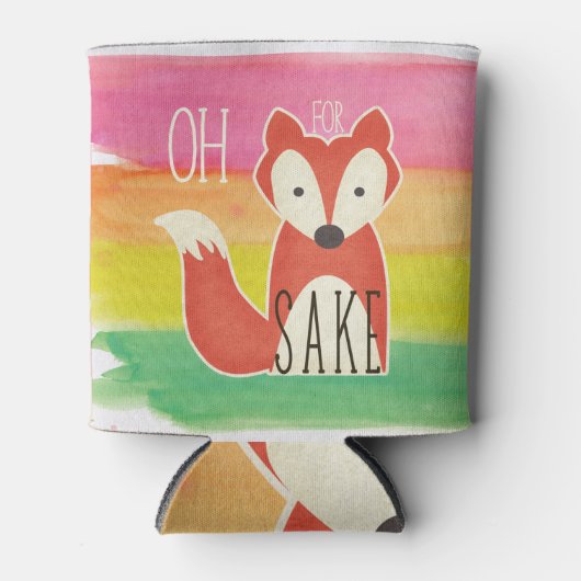 オキツネ酒水彩ストライプ用 缶クーラー (正面)