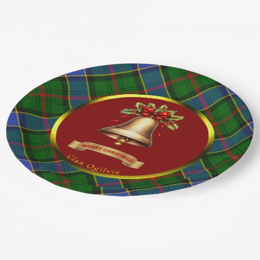 オギリヴタータンチェックパーソナライズされたクリスマス ペーパープレート (アングル)