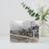 オクスンホープ駅 ヘリテージ鉄道の水彩画 ポストカード (スタンド正面)