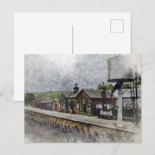 オクスンホープ駅 ヘリテージ鉄道の水彩画 ポストカード (正面/裏面)