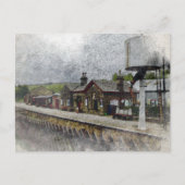 オクスンホープ駅 ヘリテージ鉄道の水彩画 ポストカード (正面)