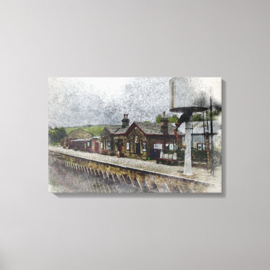 オクスンホープ駅 ヘリテージ鉄道 水彩画 キャンバスプリント (正面)