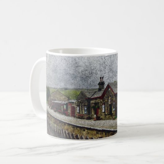 オクスンホープ駅 ヘリテージ鉄道 水彩画 コーヒーマグカップ (正面左)